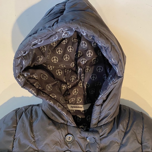 3 Pommes Grey Hooded Peace Jacket - Picture 1 of 6